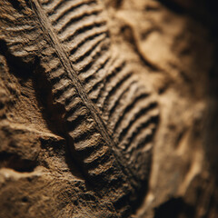 Close-up of a fossil display.