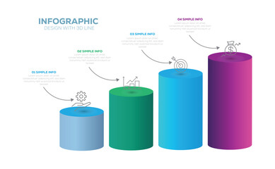  infographic chart template for business 4 options presentation with icon. Infographic design template with place for your data. Vector illustration.