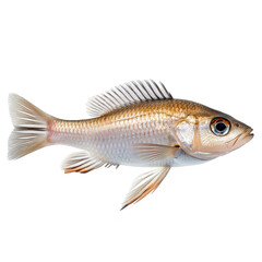 Fototapeta premium A fish swimming gracefully. its shimmering scales and delicate fins. set against a clean white background. ideal for educational and aquatic-themed projects