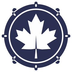 Fototapeta premium Canadian national symbol maple leaf inside a musical drum icon vector graphic