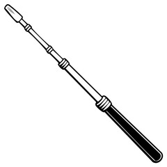 Collapsible Bo staff weapon black and white line art illustration