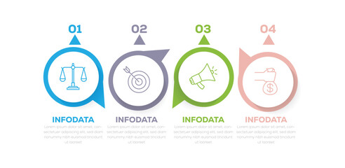 Business infographic template. 4 Step timeline journey. Process diagram, Can be used for workflow layout, diagram, annual report, web Infographic vector illustration.