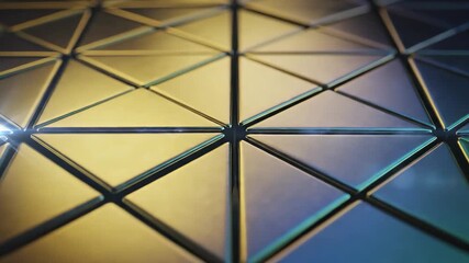 A mesmerizing abstract geometric background featuring an intricate tessellation of triangular shapes dynamically shifting through vibrant gradients of blue green yellow and purple creating a futurist. - Powered by Adobe