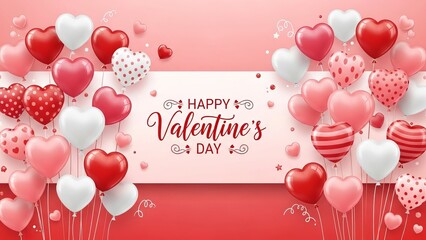 Celebrate valentine's day with colorful heart balloons