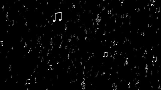 Flying Musical Notes Animation, Rendering, Background, Loop
