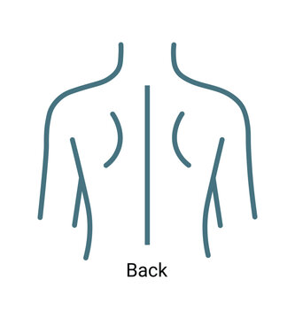 Simple line drawing depicts the human upper body from a rear view showing shoulders and arms.