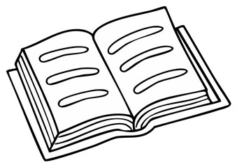 Cartoon Outline of Open Book with Blank Pages for Learning and Storytelling Concepts