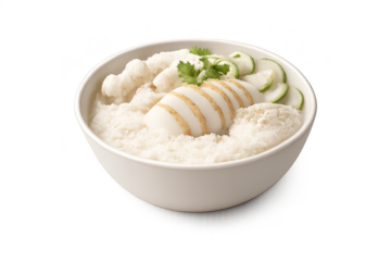 White food bowl on transparent background with artistic presentation