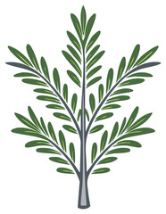 Fototapeta premium Stylized green plant branches with leaves vector illustration natural design