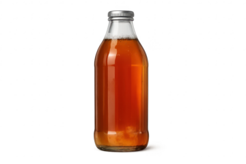 Bottle of kombucha beverage on a transparent background presentation.