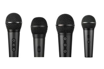 Minimalist audio icon set with microphone, headphones, and sound wave symbols. Vector line art for podcast, music recording, broadcast, and communication app interface design