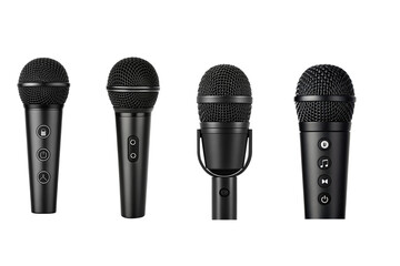 Minimalist audio icon set with microphone, headphones, and sound wave symbols. Vector line art for podcast, music recording, broadcast, and communication app interface design