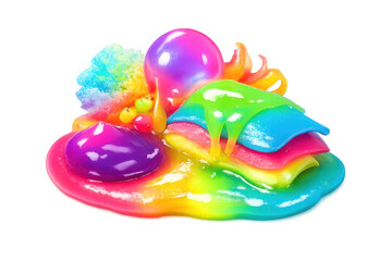 Rainbow Colorful Slime Liquid Goo with Transparent Background Image