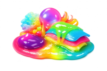 Rainbow Colorful Slime Liquid Goo with Transparent Background Image
