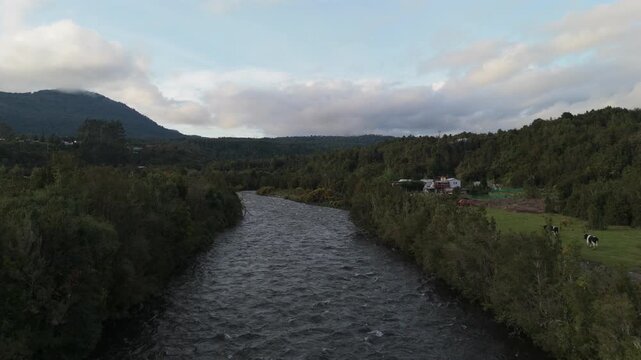 Fast Aerial Parallax View Over River