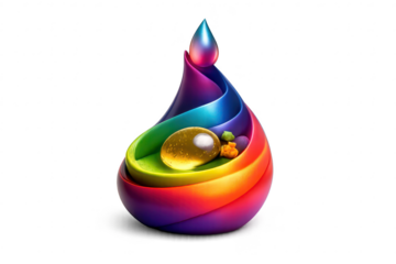 Abstract colorful sculpture with transparent background illustration art