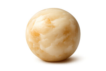 Marbled sphere with a beige texture on a transparent background stage.
