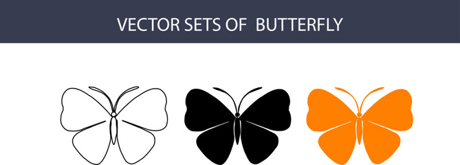 Minimal Butterfly Icons in Line, Solid, and Flat Style