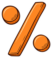 Hand Drawn Percentage Symbol Orange Isolated Economics Finance Discount Sale Sign Icon