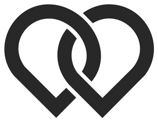 Interlocking stylized hearts representing connection and unity as a simple graphic icon