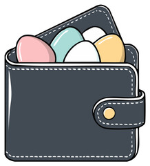 Wallet filled with colorful Easter eggs. Concept illustration