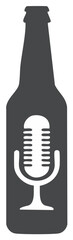 Beer Bottle Silhouette with Microphone Symbol - Podcast, Radio, Audio Recording Concept