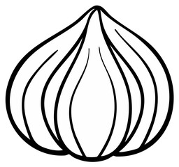 Line Drawing of Garlic Bulb: Simple Isolated Vector Graphic of Culinary Herb
