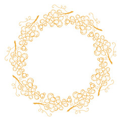 Grape Bunch Wreath, Vineyard Wine Label Art. Wine, Grape Wreath, Elegant Food Frame. Vineyard Wreath Illustration, Packaging, Menus