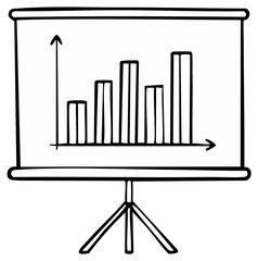 Hand Drawn Presentation Board with Growing Bar Graph for Business Concepts