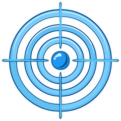 Cartoon Illustration of a Blue Target or Bullseye with Crosshairs