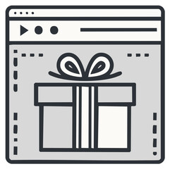 Digital Gift Box Icon Displayed on a Web Browser Interface for Online Offers and Rewards