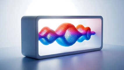 Abstract colorful waveform display on a modern white light panel