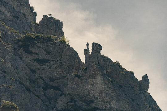 Towering rock formations in Gesaeuse National Park alpine summer landscape