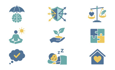 Abstract icon set conceptual symbols for business and lifestyle