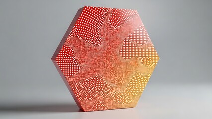 Abstract geometric vase with a textured gradient orange and red surface