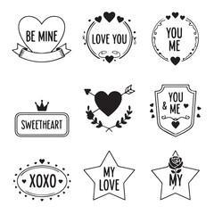 Charming Valentine's Day graphics with love phrases and hearts