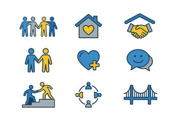 Community and support concept vector icons set