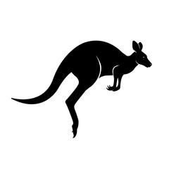Obraz premium A striking silhouette of a kangaroo in mid leap against a white backdrop