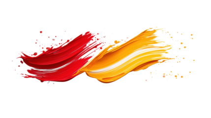 Bold Red and Yellow Brush Strokes on Transparent Background