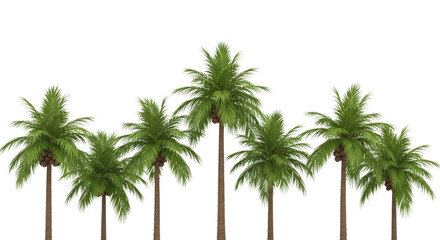 3d cluster of palm trees transparent background cutout png