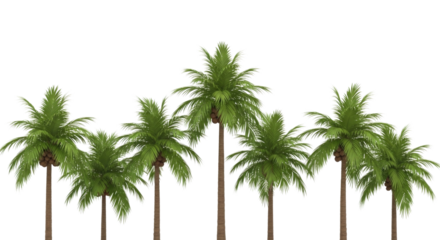 3d cluster of palm trees transparent background cutout png
