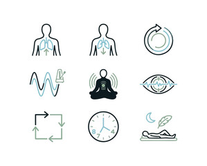 Medical icons human body anatomy time and abstract symbols
