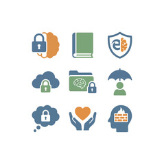 Security icons set on black background for design