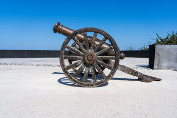 Old cannon in Oia, Santorini, Greece
