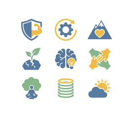 Set of icons representing concepts and ideas for various applications