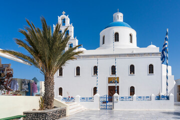 The main church in Oia, on Santorini, Greece