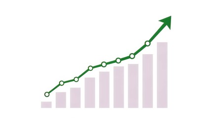 A green line graph showing a steady increase in growth over time