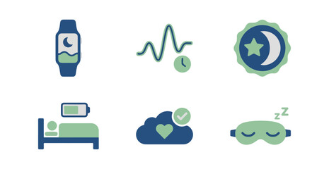 Sleep and wellness icons for healthcare and lifestyle
