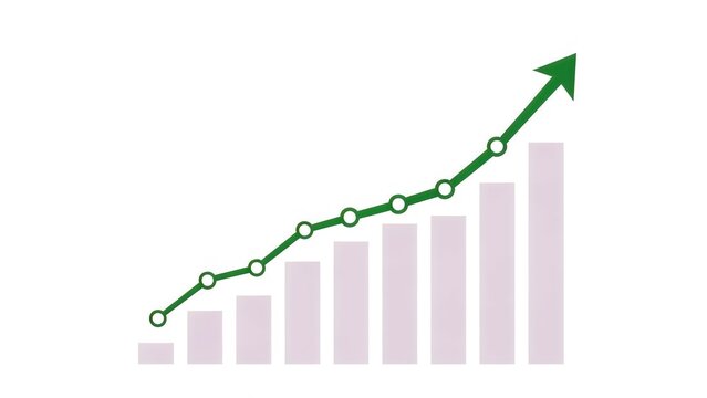 A green line graph showing a steady increase in growth over time - Powered by Adobe