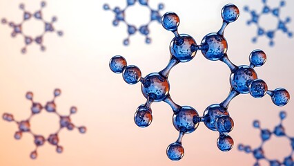 Molecular structures of hydrocarbons depicted with blue and white spheres